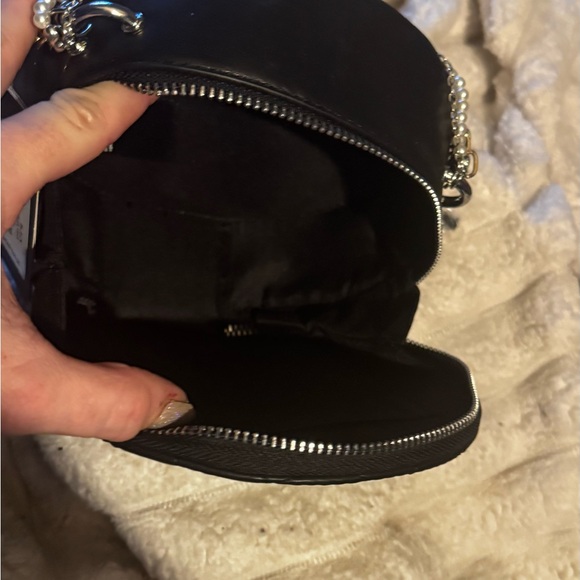 Badgley Mischka Black Quilted Mini Bag with Pearl and Gold Chain - Picture 5 of 8